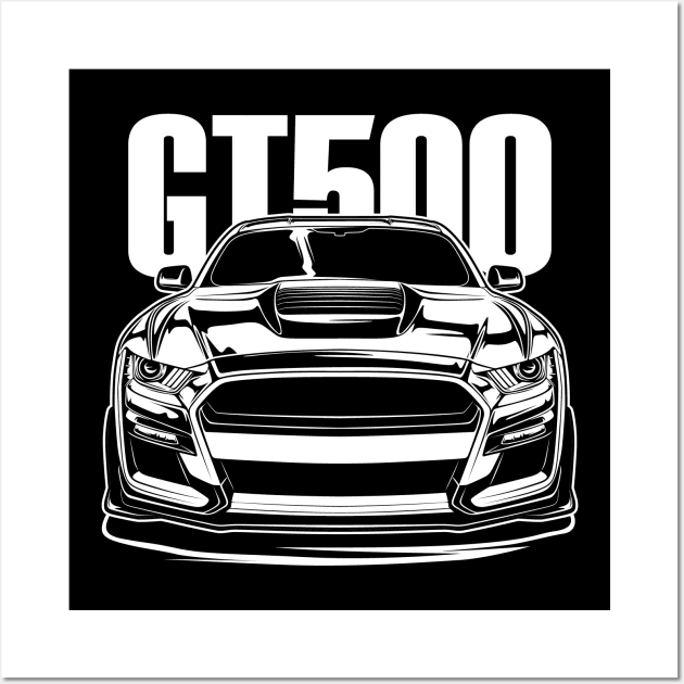 Shelby Mustang GT500 (White Print) Wall Art by idrdesign